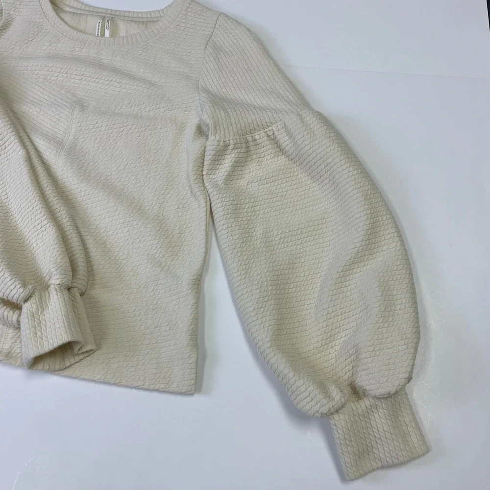 Anthropologie Bayleigh Cream Textured Balloon Sleeve Top XS Boho